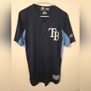 Tampa Bay Rays Jersey Mens Size Small Tex Cool Blue Navy Genuine MLB Baseball